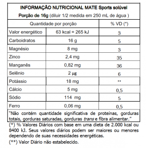 Nutritional facts in Portuguese